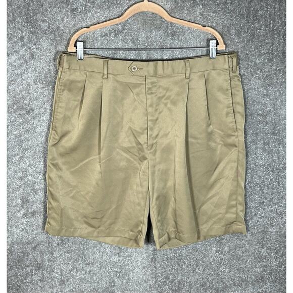 Jos A Bank Leadbetter Golf Shorts Mens Size 38 Tan Pleated Chino‎ Pockets - Picture 1 of 7